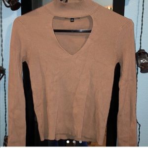 Kendall x Kylie chest cutout rubbed turtleneck